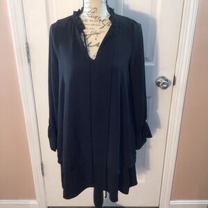 Women’s Beeson River‎ Black Ruffled V Neck Long Sleeve Dress Size Small